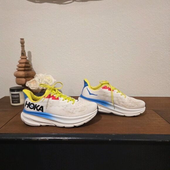 HOKA Clifton 9 \'Blanc De Blanc Virtual Blue\' Sz 9 main image 6